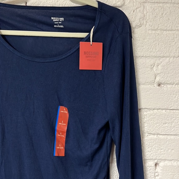 NWT Mossimo Supply Co. Navy Ribbed Basic Long Sleeve Shirt - Picture 3 of 4